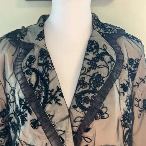 Vintage 90s IC Collection Black Lace Tulle Blazer Jacket size medium