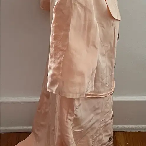 Vintage Barrie Pace Ltd peach 100% pure silk double breasted shift dress, size 6 Orange