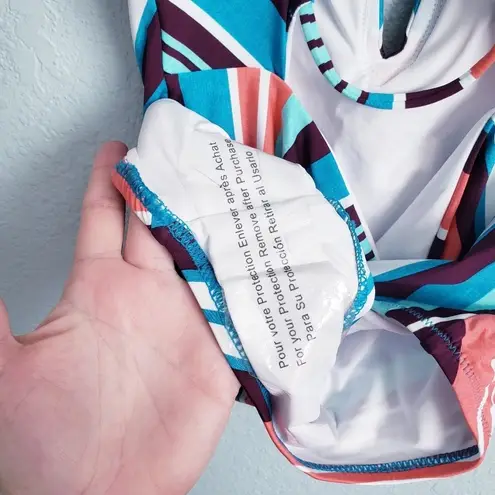 Laundry by Shelli Segal  Multicolor Striped Lace Up Back One Piece Swimsuit