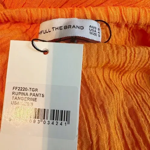 Faithfull the Brand Rupina Crinkle Linen Blend Wide Leg Pants US 4 Tangerine