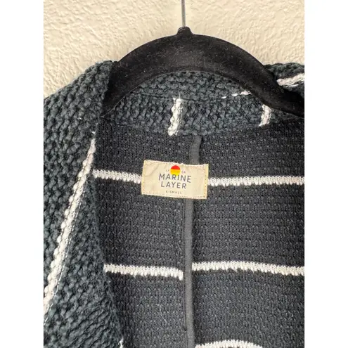 Marine layer Striped Knit Cardigan Coatigan Womens XS Black White Long Sleeve