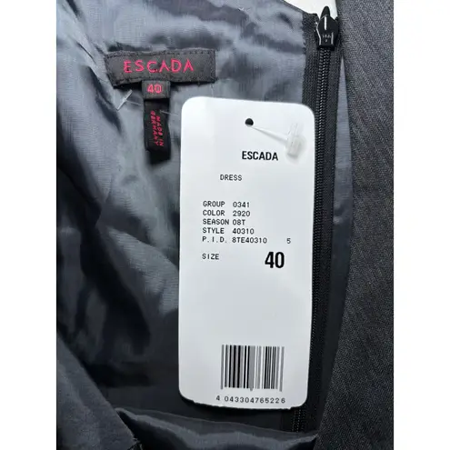 Escada NWT Gray Wool Silk Cocktail Dress 10 Lined V