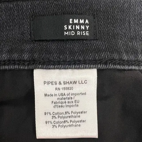 Veronica Beard Emma Mid-rise Skinny Jeans Washed Onyx Black Raw Hem stretch 29