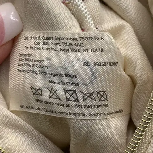 Chloé Parfum Canvas Coin Purse Makeup Case Gold Charm Red Stitching Chic Travel