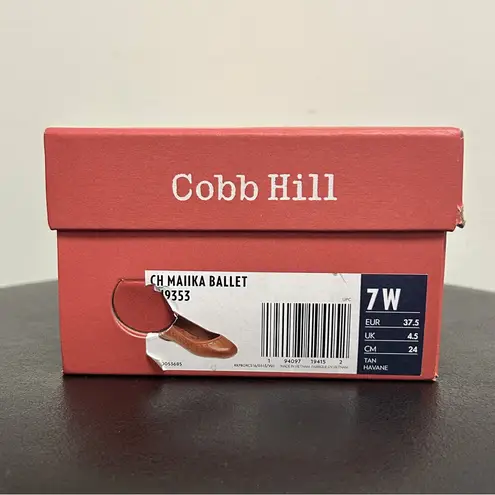 Cobb Hill Tan Havane Maiika Leather Round Toe Slip On Ballet Flats NIB 7 W Wide Size undefined
