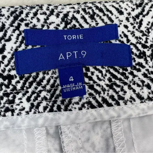 Apt. 9  Torie Printed Mid Rise Cuffed Hem Chino Shorts Black White 4