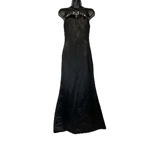 Dave and Johnny Vintage Black & White Sleeveless Halter Formal Long Dress Size 3/4