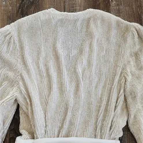 Retrofete Gabrielle Robe Dress in White Sequins Size XS Long Sleeve Blet