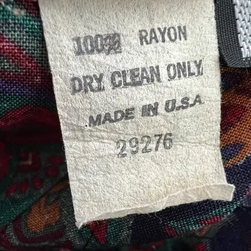 Vintage Pinnacle Blue Red Rayon Pleated Skirt 90s Paisley Boho Made in USA Sz 10