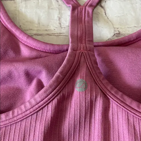 CRZ Yoga Pink Ribbed Seamless Racerback Workout Tank Top Large Pink