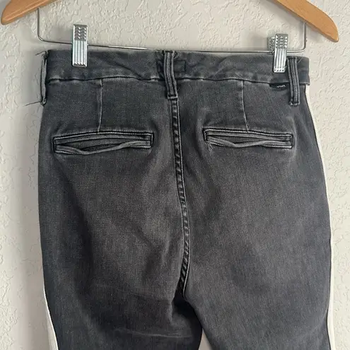 Mother Shaker Prep Fray Jeans Dear Mr Black Racer Grey Stretchy Y2K Grunge Hem Size 25