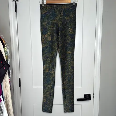 Ganni METALLIC CAMOUFLAGE-JERSEY LEGGINGS IN 861 KALAMATA