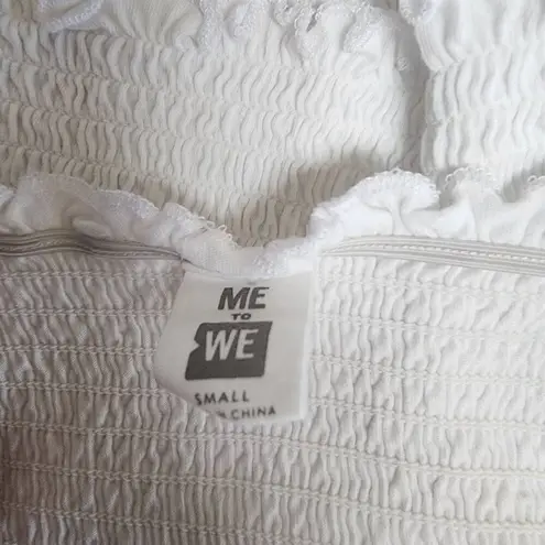 Me to We  White Shirred Cropped Top (S)