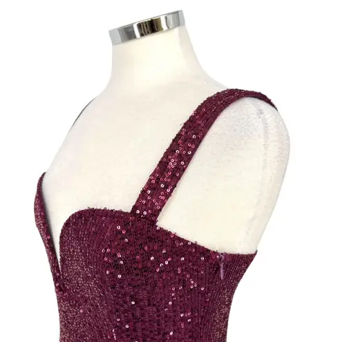 Lulus Sequin Bodysuit Plum Purple Plunging Neckline Size Medium NWT