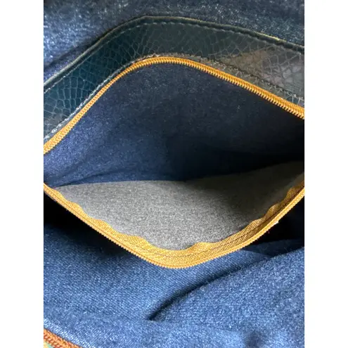 Richmark Vintage Floral Patchwork Crossbody Purse Made in USA Denim Retro Granny Blue