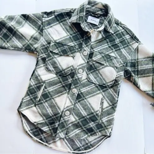 Stradivarius Plaid Green Shacket Jacket Coat
