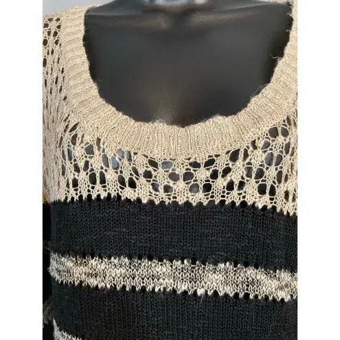 Crystal Kobe tan and black crochet sweater Size M