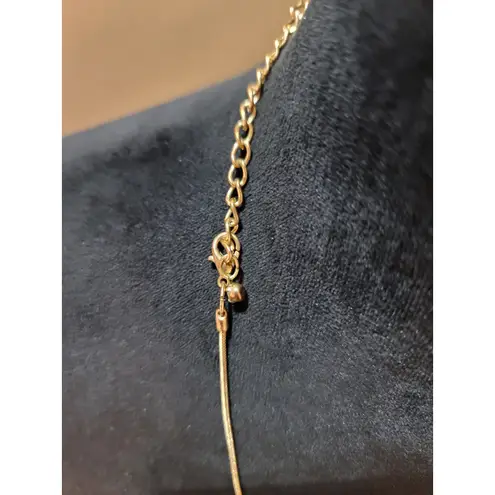 Women's Gold Tone Curved Bar Necklace With Lobster Clasp Snake Chain Design