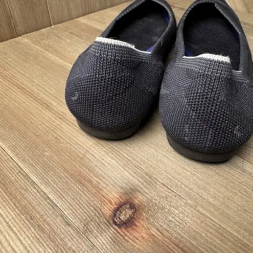 Rothys The Point Flats Slip On Pointed Toe Retired Dark Camo Knit Women Size 7 Gray