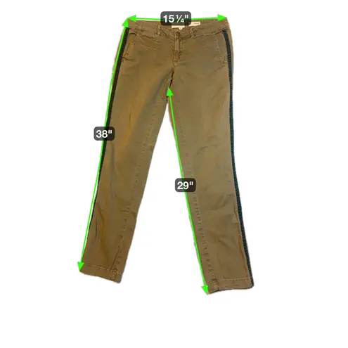 Chino by Anthropologie Relaxed Olive Green Chinos w/ Velvet Trim