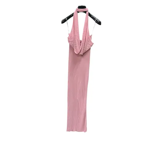 New Aya Muse Edo Halterneck Draped Maxi Dress S Light Pink