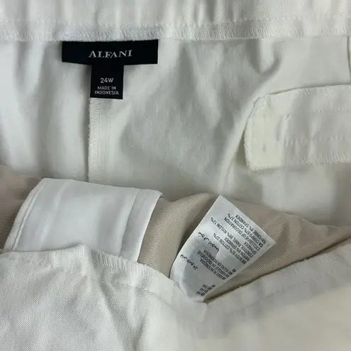 Alfani Womens Bright White Tummy Control Slim Leg Ankle Pants Size 24W