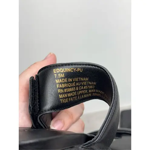 Open Edit  Sandals Size 7.5 Qarly Heeled Black Open Square Toe Slip On Heels - Image 7