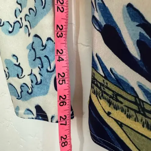 Blackmilk GREAT WAVE OF KANAGAWA BY HOKUSAI PRINTED LEGGINGS SZ SMALL MED RISE