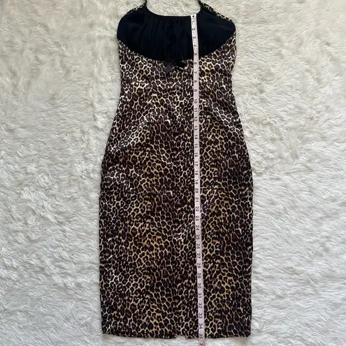 Pinup Couture Dixiefried Dress Halter Satin Cheetah Leopard Print Vintage Sz S Multiple