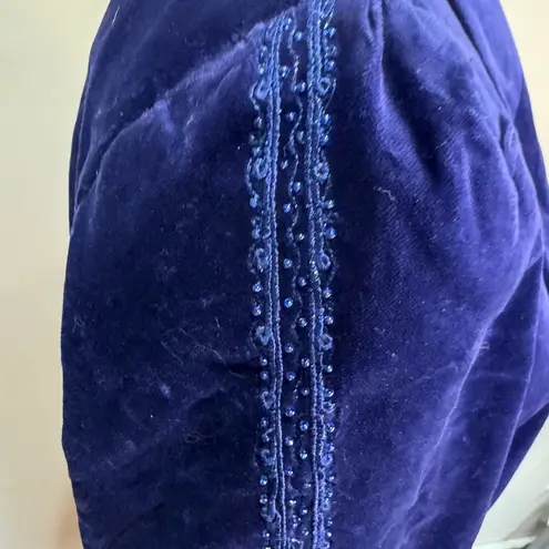 VINTAGE Escada Blue Velvet Blazer Beaded Sz 38 Made in West Germany