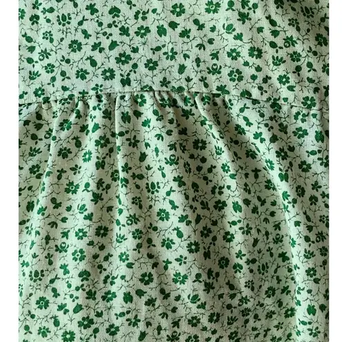 VINTAGE Green Floral Calico Cotton Robe Zip Up Duster with Pockets Size undefined