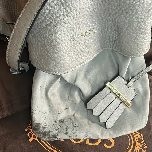 Tod's Medium Flower Shoulder Bag Grey Ruched Grainy
Leather