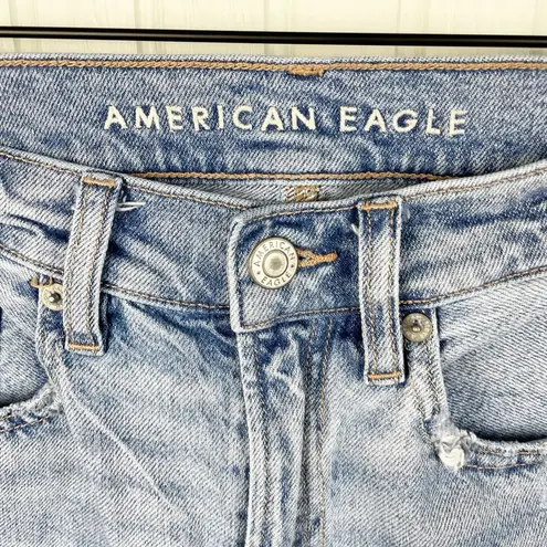 American Eagle  Ripped Low-Rise Baggy Straight Jean Blue Denim Women's Size 2