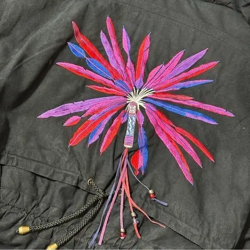 Skea Paris Vail Vintage Size 6 Black Sunburst Beaded Tassel Sueded Winter Jacket