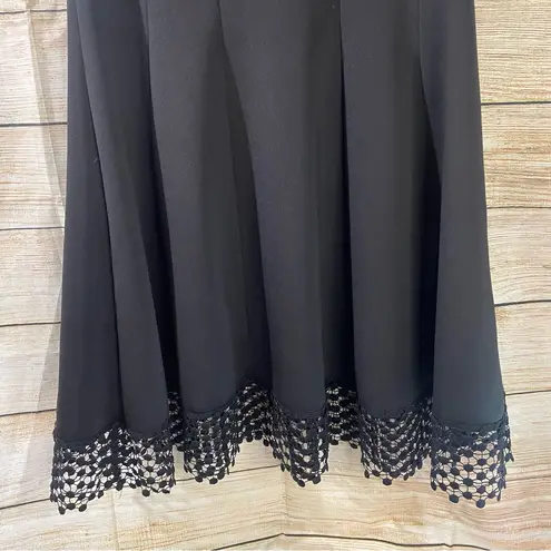 Donna Ricco fit & flare black dress w/polka dot lace hem square neckline Size 12