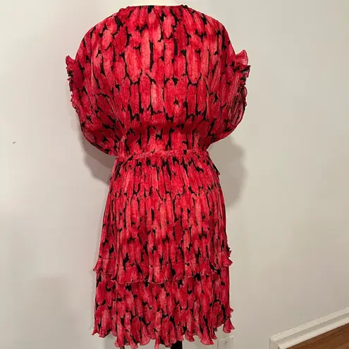 Kenzo Paris Peonie Crepe Tiered Flare Dress Size Medium Pink