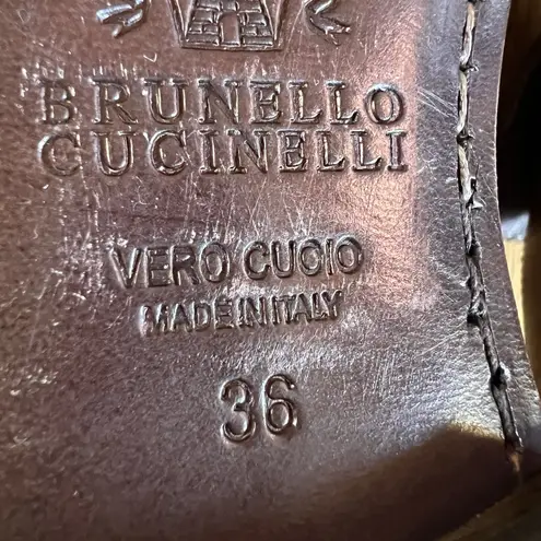 Brunello Cucinelli Metallic Cap Toe Leather Flats Burgundy Slip-On Loafers 36