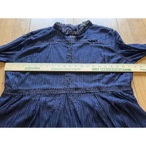 Suzanne Betro Navy Blue Lace Bodice Pleated Dress Women's Size XL - NWT $100