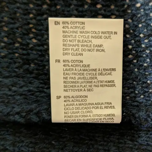 RDI Knit Open Front Cardigan Blue Cotton Acrylic Long Sleeves 3X New