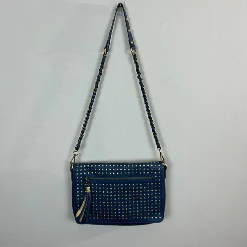 Urban Expression Urban Expressions Crossbody Bag Certified Vegan Leather Blue Brass Chain Studded