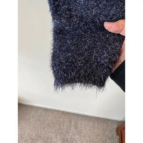 By Anthropologie Eyelash Pullover Sweater Tie Back Blue Women's Size Medium