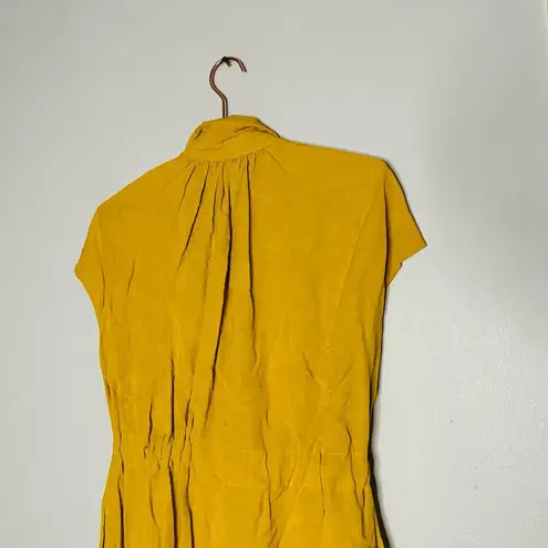 CO Women's Yellow Goop Fluid Linen Sleeveless Button Front Midi Dress Size Small
