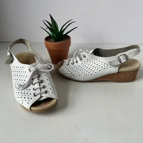Worishofer 251 Slingback Womens Shoes Size 36 Orthopedic Comfort Lace Up Wedge White