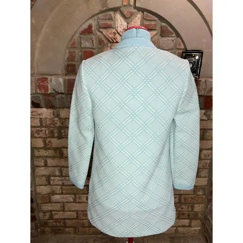 Butte Knit cardigan sweater set textured geometric mock neck 1950s Blue