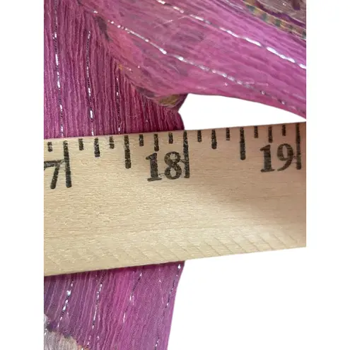 ECI New York Y2K Silk Sheer Paisley Print Long Sleeve Top Pink Green Size 12