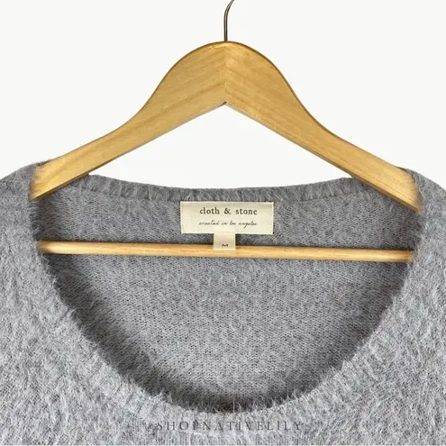 Cloth & Stone  Anthropologie Women’s Fuzzy Scoop Neck Drape Sweater Medium, Grey - Image 6