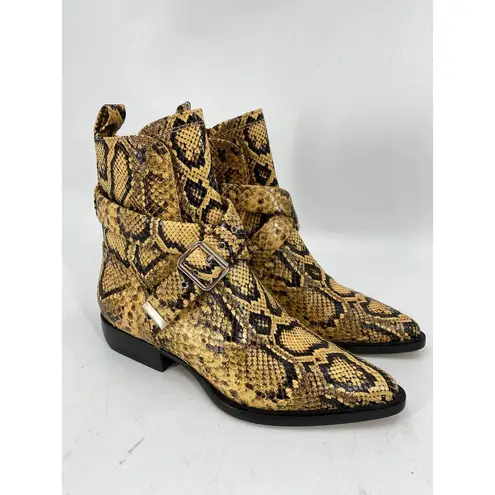 Chloé Chloe Rylee Python Snakeskin Print Leather Buckle Pointed Toe Ankle Boots 37
