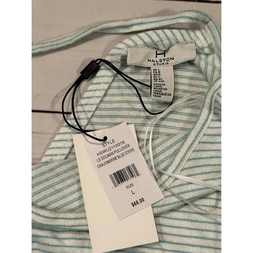 Halston Long Sleeve Striped Dolman Pullover Size Large