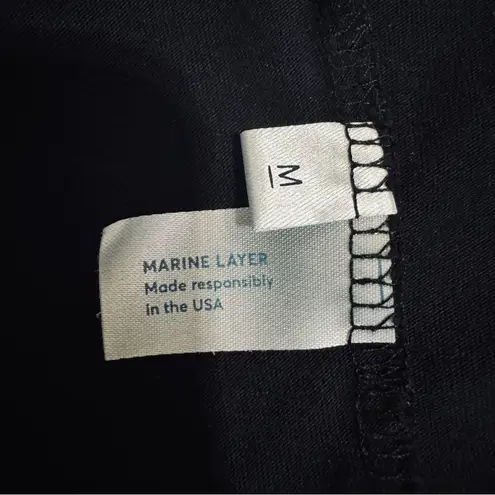 Marine layer Women Black Embroidered Bee Crew Neck Short Sleeve T-Shirt Sz M