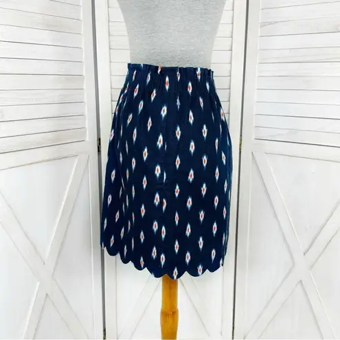 J. Crew Factory Sidewalk Ikat Print Linen Miniskirt Blue Size 2